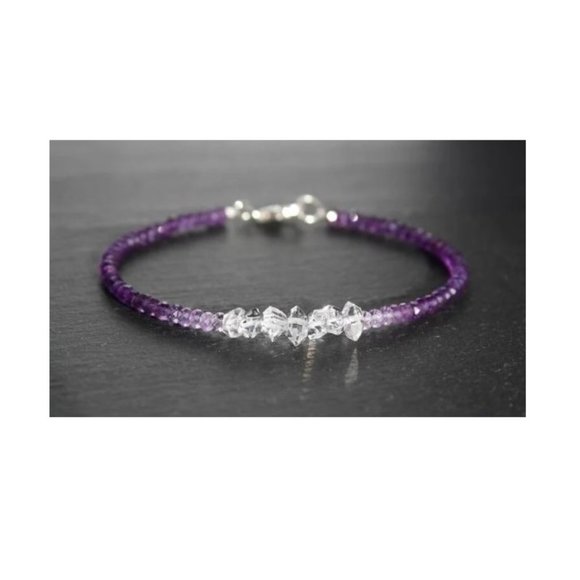 Jewelry - Amethyst Herkimer Diamond Ombre’ Bracelet